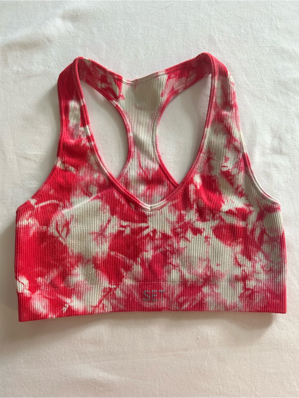 SET Active Tie-Dye Racerback Sports Bra - Pink & White. size small